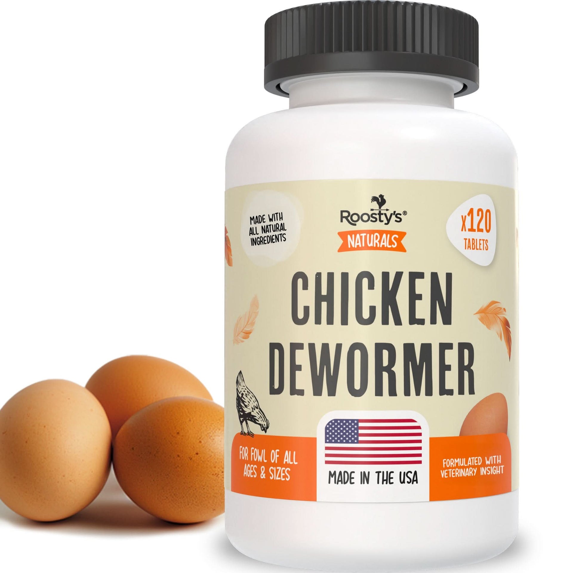Natural Dewormer For Roosters - 200 Tablets For Internal & External Parasites
