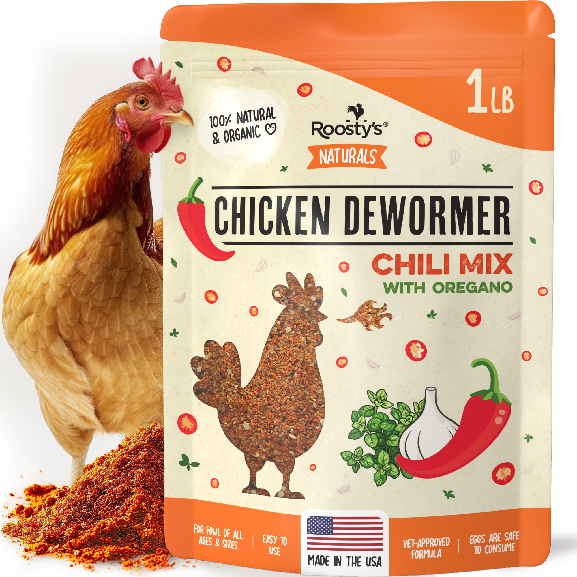 Roosty's Chicken Dewormer Powder - Chili Mix | 1LB Pouch